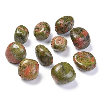 Natural Unakite Beads, No Hole, Nuggets, Tumbled Stone, Healing Stones for 7 Chakras Balancing, Crystal Therapy, Meditation, Reiki, Vase Filler Gems, 14~26x13~21x12~18mm, about 130pcs/1000g