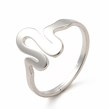 304 Stainless Steel Snake Adjustable Ring for Women, Stainless Steel Color, Inner Diameter: 17mm