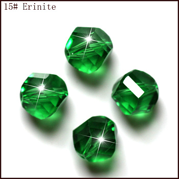 Imitation Austrian Crystal Beads, Grade AAA, Faceted, Polygon, Green, 8mm, Hole: 0.9~1mm