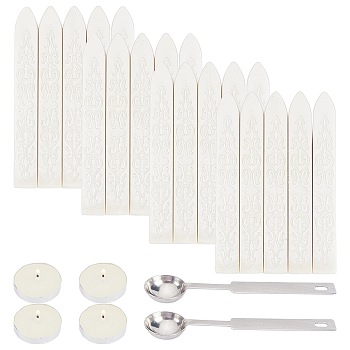 CRASPIRE DIY Scrapbook Kits, Including Candle, Stainless Steel Spoon and Sealing Wax Sticks, Seashell Color, 9x1.1x1.1cm, 20pcs