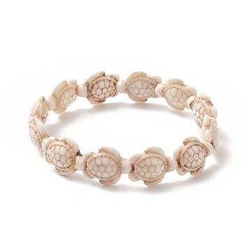 Dyed Synthetic Sea Turtle Beaded Stretch Bracelets for Women, Antique White, Inner Diameter: 2-3/8 inch(6.1cm)