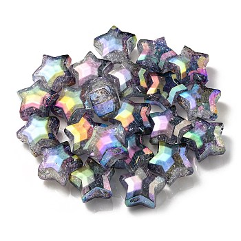 UV Plating Transparent Crackle Acrylic Beads, Gradient Color, Star, Slate Gray, 20x21.5x13mm, Hole: 3mm