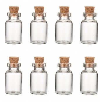 Glass Jar Bead Containers, with Cork Stopper, Wishing Bottle, Clear, 16x28mm, Bottleneck: 10mm in diameter, Capacity: 4ml(0.13 fl. oz)