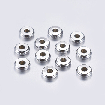 304 Stainless Steel Spacer Beads, Flat Round, Stainless Steel Color, 6x2mm, Hole: 1.8mm