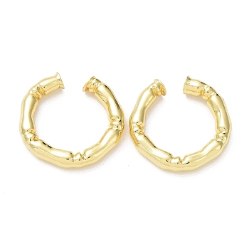 Rack Plating Brass Bamboo Joint Cuff Earrings for Women, Long-Lasting Plated, Lead Free & Cadmium Free, Real 18K Gold Plated, 29~30.5x5~5.5mm