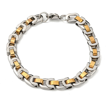 Two Tone 304 Stainless Steel Link Chain Bracelet, Golden & Stainless Steel Color, 8-7/8 inch(22.5cm), Wide: 8mm
