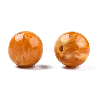 Dark Orange Round Resin Beads