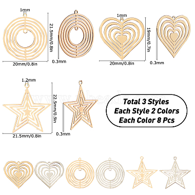 SUNNYCLUE 48Pcs 3 Style 2 Colors Brass Pendants & Links(KKC-SC0001-03)-2