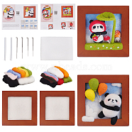 2 Sets 2 Style Panda Photo Frame Needle Felting Kit for Beginners, DIY Wool Felt Material Set, with Instructions, Mixed Color, 126x126x20mm, 1 set/style(DIY-OC0012-05)