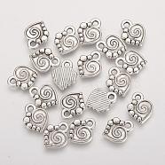 Alloy Pendants, Cadmium Free & Lead Free, Heart, Antique Silver, 13x10x2mm, Hole: 2mm(PALLOY-2391-AS-LF)