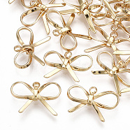 Brass Charms, Bowknot, Real 18K Gold Plated, 10.5x16x3mm, Hole: 1.2mm(X-KK-S348-297)