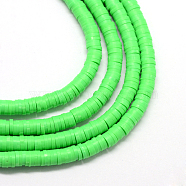 Eco-Friendly Handmade Polymer Clay Beads, Disc/Flat Round, Heishi Beads, Lime, 6x1mm, Hole: 2mm, about 380~400pcs/strand, 17.7 inch(X-CLAY-R067-6.0mm-08)