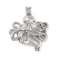 Alloy Bead Cage Pendants, Hollow Cage Charms for Chime Ball Pendant Making, Platinum, Octopus, 37x33x10mm, Hole: 5x3mm(FIND-M012-01M-P)