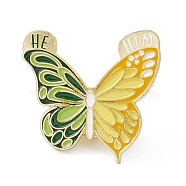 Butterfly Enamel Pin, Gold Plated Alloy Lapel Pin Brooch for Backpack Clothes, Dark Green, 29x30x1.5mm(JEWB-E016-02G-02)