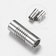 304 Stainless Steel Magnetic Clasps with Glue-in Ends, Column, Stainless Steel Color, 19x7mm, Hole: 5mm(STAS-F149-04P-A)