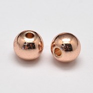 Rack Plating and Vacuum Plating Brass Round Spacer Beads, Rose Gold, 4mm, Hole: 1.5mm(KK-I601-4mm-RG-RS)