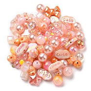 Acrylic Beads, Mixed Shapes, Orange, 8~51x8~51x6~27.5mm, Hole: 1.8~3.8mm, about 163pcs/350g, 350g/bag(OACR-R261-12D)