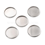 316 Surgical Stainless Steel Cabochon Tray Settings, Plain Edge Bezel Cups, Flat Round, Stainless Steel Color, 22x2mm(X-STAS-I187-06E-P)
