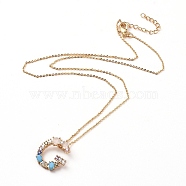 Letter Brass Initial Pendants Necklaces, with Rhinestone, Cubic Zirconia, Cable Chain and Lobster Claw Clasps, with Cardboard Packing Box, Letter.G, 16.1 inch~16.9 inch(41~43cm), Pendant: 19~20x13~19.5x3mm(NJEW-JN02584-03)