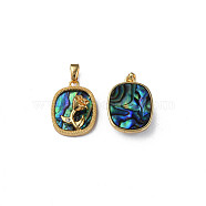 Brass Micro Pave Clear Cubic Zirconia Pendants, with Synthetic Abalone Shell/Paua Shell, Real 18K Gold Plated, Nickel Free, Oval with Rose, Colorful, 18x13x5mm, Hole: 2.5x4mm(KK-N233-376)