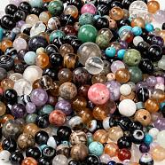 Natural Mixed Gemstone Beads, Faceted, No Faceted, Round, 4~16mm, Hole: 0.8~2mm(G-K266-06)