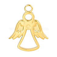 201 Stainless Steel Pendants, Angel Charms, Golden, 23x19x2mm, Hole: 3mm(FIND-PW0004-32G)