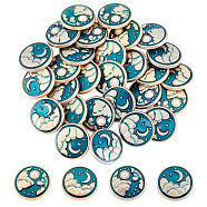 32Pcs 4 Style 1-Hole Alloy Enamel Shank Buttons, with Plastic Imitation Pearl Beads, Flat Round, Matte Style, Mixed Color, 20x8~7.5mm, Hole: 2mm, 8pcs/style(BUTT-OC0001-32)