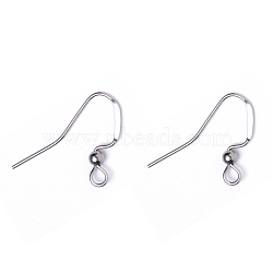 304 Stainless Steel French Earring Hooks, Flat Earring Hooks, with Horizontal Loop, Stainless Steel Color, 17x3mm, Hole: 2mm, Pin: 0.7mm(X-STAS-Q229-02)