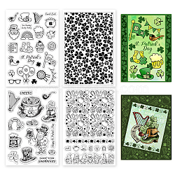 4 Sheets 4 Styles PVC Plastic Stamps, for DIY Scrapbooking, Photo Album Decorative, Cards Making, Stamp Sheets, Saint Patrick's Day Themed Pattern, 160x110x3mm, 1 sheet/style(DIY-GL0004-08B)