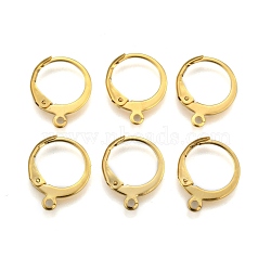 304 Stainless Steel Leverback Earring Findings, with Loop, Ring, Real 24K Gold Plated, 14.5x12x2mm, Hole: 1.2mm, Pin: 1x0.8mm(STAS-P210-30G)