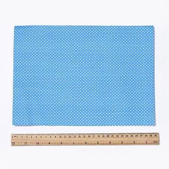 Polka Dot Pattern  Printed A4 Polyester Fabric Sheets, Self-adhesive Fabric, for Garment Accessories, Deep Sky Blue, 30x21.5x0.03cm