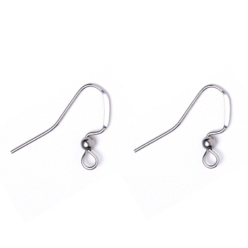 304 Stainless Steel French Earring Hooks, Flat Earring Hooks, with Horizontal Loop, Stainless Steel Color, 17x3mm, Hole: 2mm, Pin: 0.7mm