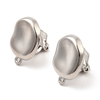Alloy Clip-on Earring Findings, with Horizontal Loops, for Non-pierced Ears, Twist Flat Round, Platinum, 19x15x13mm, Hole: 1.2mm