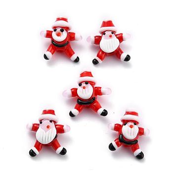 Handmade Lampwork Beads, Father Christmas, Red, 26~27x21~26x10mm, Hole: 1.2mm
