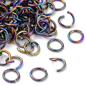 304 Stainless Steel Open Jump Rings, Rainbow Color, 20 Gauge, 6x0.8mm, Inner Diameter: 4.4mm