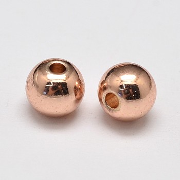 Rack Plating and Vacuum Plating Brass Round Spacer Beads, Rose Gold, 4mm, Hole: 1.5mm
