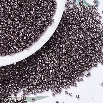 MIYUKI Delica Beads, Cylinder, Japanese Seed Beads, 11/0, (DB0454) Galvanized Smoky Amethyst, 1.3x1.6mm, Hole: 0.8mm, about 20000pcs/bag, 100g/bag