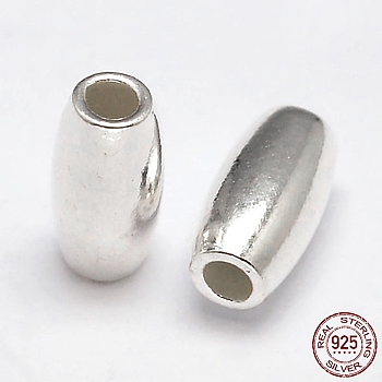Oval 925 Sterling Silver Beads, Silver, 6x3mm, Hole: 1.5mm