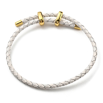 Leather Braided Cord Bracelets, Adjustable Bracelet, WhiteSmoke, Inner Diameter: 5/8~2-7/8 inch(1.5~7.3cm)