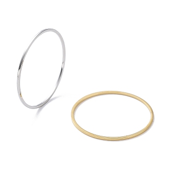 Ion Plating(IP) 304 Stainless Steel Plain Band Rings, Real 18K Gold Plated, US Size 7 1/4(17.5mm)