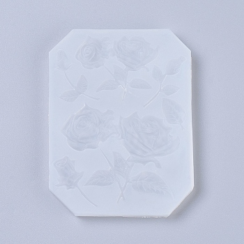 Silicone Molds, Resin Casting Molds, For UV Resin, Epoxy Resin Jewelry Making, Rose, White, 117x89x10mm, Inner Diameter: 20~58x15~75mm