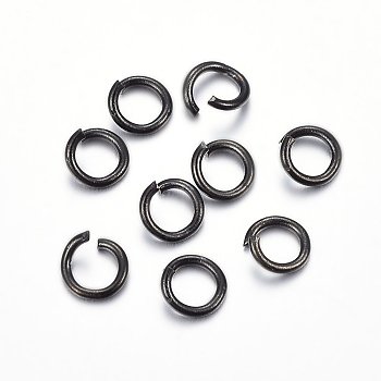 304 Stainless Steel Open Jump Rings, Electrophoresis Black, 18 Gauge, 7x1mm, Inner Diameter: 5mm