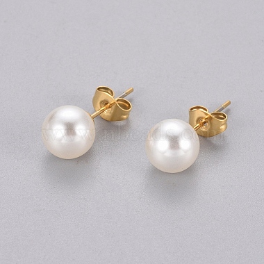 Plastic Imitation Pearl Stud Earrings(STAS-D0001-03)-2