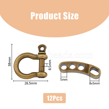 12Pcs Tibetan Style Alloy D-Ring Anchor Shackle Clasps(FIND-FH0008-01)-2