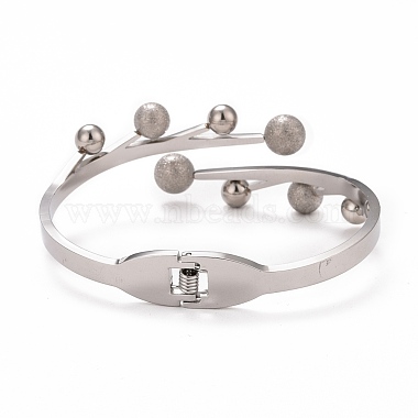 201 Stainless Steel Branch and Leaf Open Cuff Bangle(BJEW-G648-02P)-2