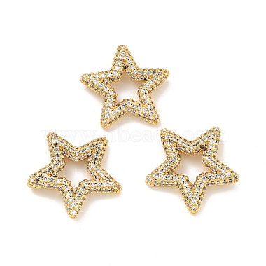 Golden Clear Star Brass+Cubic Zirconia Linking Rings