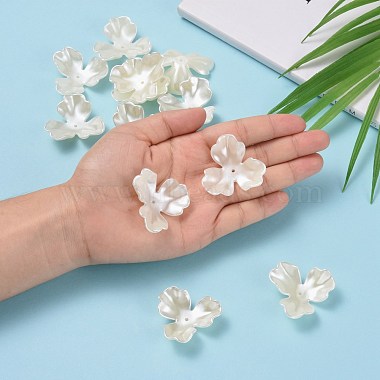 3-Petal Flower ABS Plastic Imitation Pearl Bead Caps(X-OACR-R016-05)-5