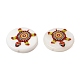 Ocean Printed Natural Freshwater Shell Flat Round Beads(SHEL-A006-13D)-2