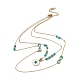 Collier double couche avec breloques en émail et perles de turquoise synthétique(NJEW-P269-20B-G)-1