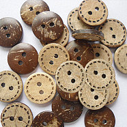 Round Buttons with 2-Hole, Coconut Button, BurlyWood, about 15mm in diameter(NNA0Z1R)